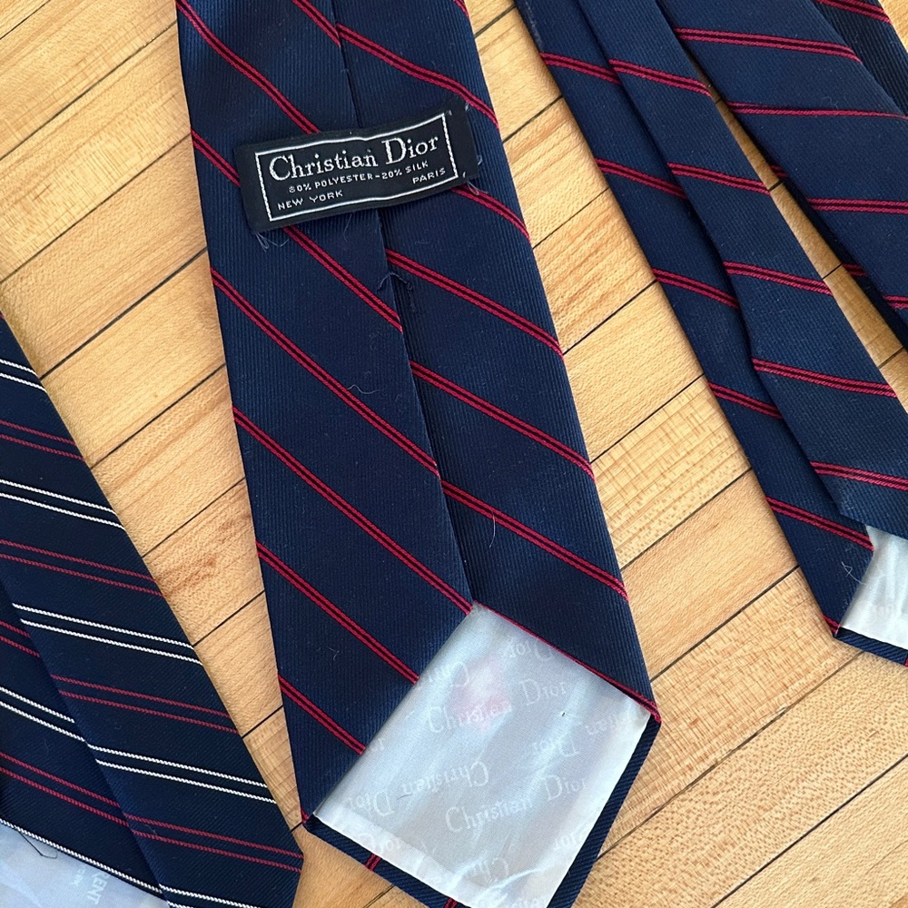 Vintage Couture Navy and Red Striped Ties - Picture 5 of 5